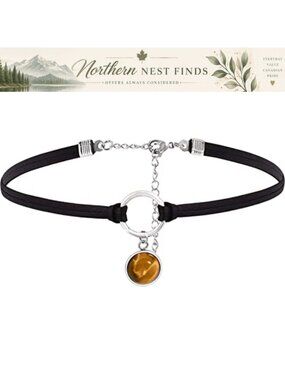 Gothic O Ring Crystal Choker Necklace Faux Leather Boho Hippie